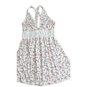 Love Squared Women White Floral Sun Casual Dress Size Medium *See Desc